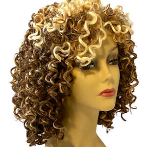 ASHRO Katrina Wig Kinky Curly Locs Brown Blonde Ombre Synthetic Hair  NWT